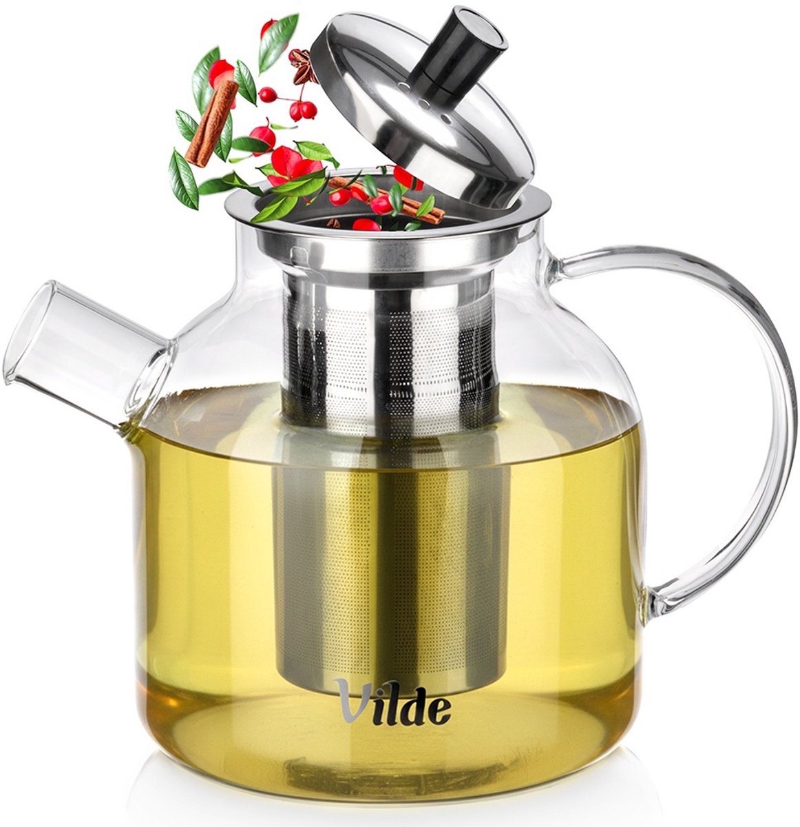 Theepot met Filter Glas Hittebestendig 1,2 l - Koffie- en Thee Pot - Infuser - Theezeef - Filter - Zeef