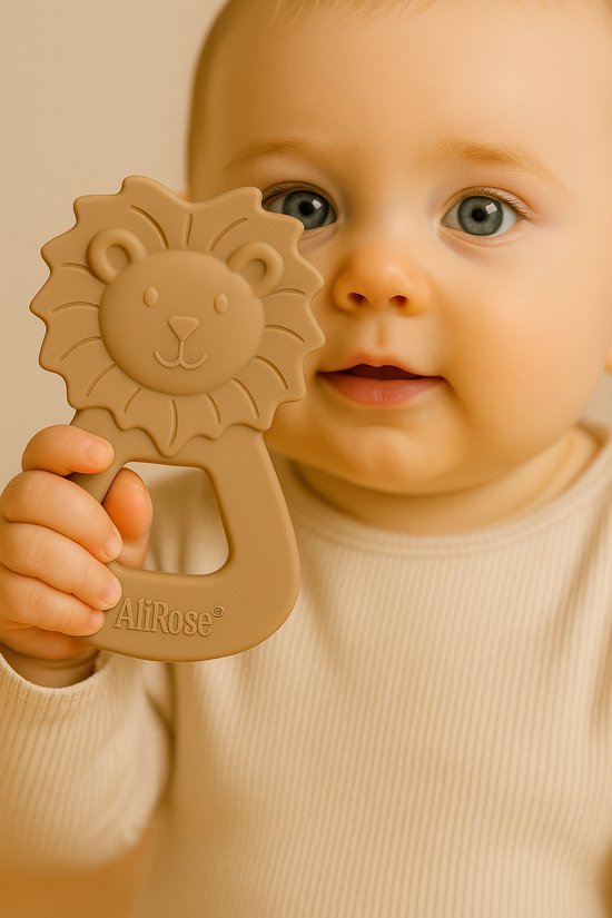 AliRose - Siliconen Bijtring - Leeuw - Teether - Dieren Collectie - BPA / PFAS vrij - 100% Siliconen - Baby - Speelgoed - Kind - BabyShower - Cadeau - Hypoallergene -Lion - Flexible Bijtring - Tandverzachtend - Verkoelend