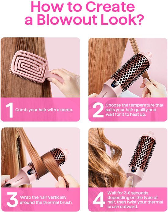 WAVYTALK サーマルブラシ Blowout Boost 38mm Wavytalk Blowout Boost Ionic Thermal Brush - 38 mm Ronde