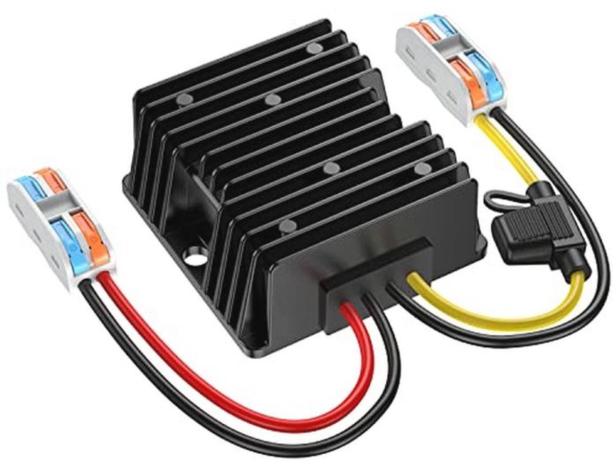 24 Volt naar 12 Volt Converter met Bescherming en Aansluitblok - Watervast en Efficiënt
