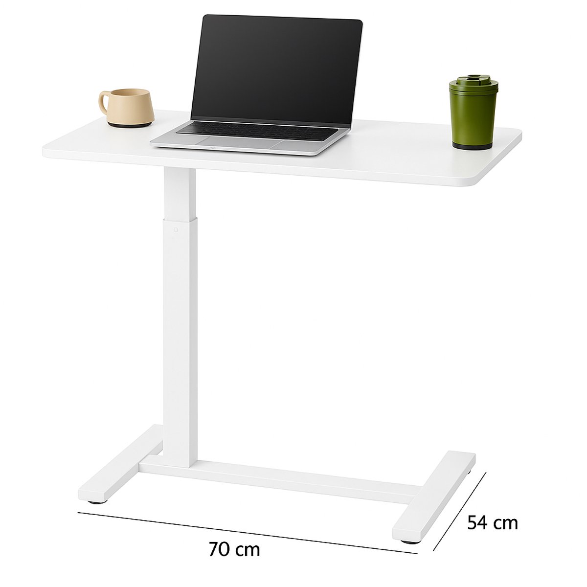 Verstelbaar Laptopbureau 70–102 cm – Mobiele Werktafel met Wieltjes & Bekerhouder – 70×40 cm Ergonomische Zit-Sta Tafel voor Thuiswerken