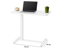 Bureau réglable pour ordinateur portable 70–102 cm – Table de travail mobile avec roulettes et porte-gobelet – Table ergonomique assis-debout 70×40 cm pour le télétravail