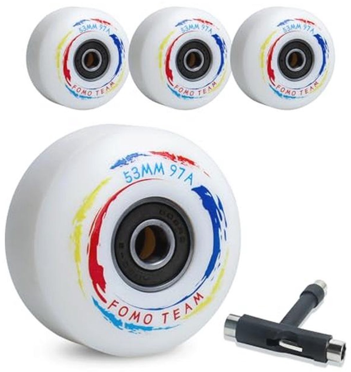 Skateboard Wielen 53mm 97A 4 Stuks met ABEC-9 Lagers en T-Tools