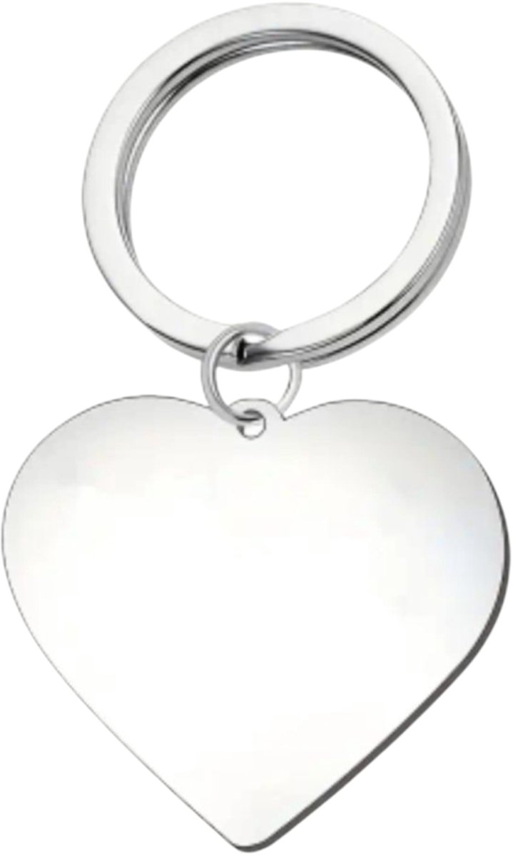 RVS Hart Sleutelhanger ca. 7 cm inclusief Ring – Blanco Graveerbare Hart Tag – Dubbelzijdige Roestvrij Stalen Sleutelring voor Sleutels Tas en Huisdierpenning – Cadeau Valentijn Verjaardag