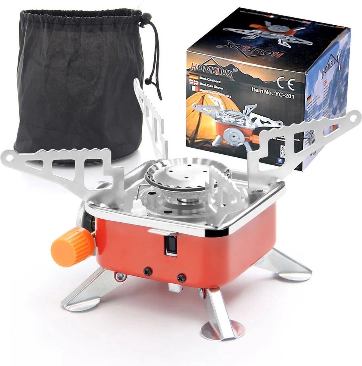 Borvat® Mini Campingkooktoestel – Opvouwbare Gasbrander – Compact Kampeerfornuis met Koffer – Outdoor Verwarming- Ideaal voor Reizen & Backpacking