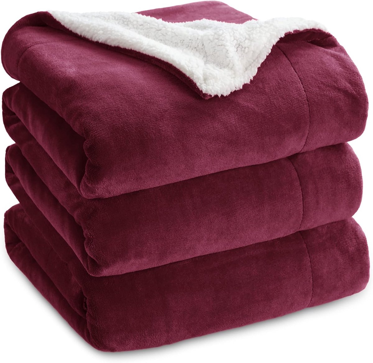 Bedsure XXL Deken – 220×240 cm – Dikke & Warme Woondeken – Grote Bankdeken – Bordeaux Rood