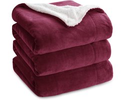 XXL Deken – 220×240 cm – Dikke & Warme Woondeken – Grote Bankdeken – Bordeaux Rood