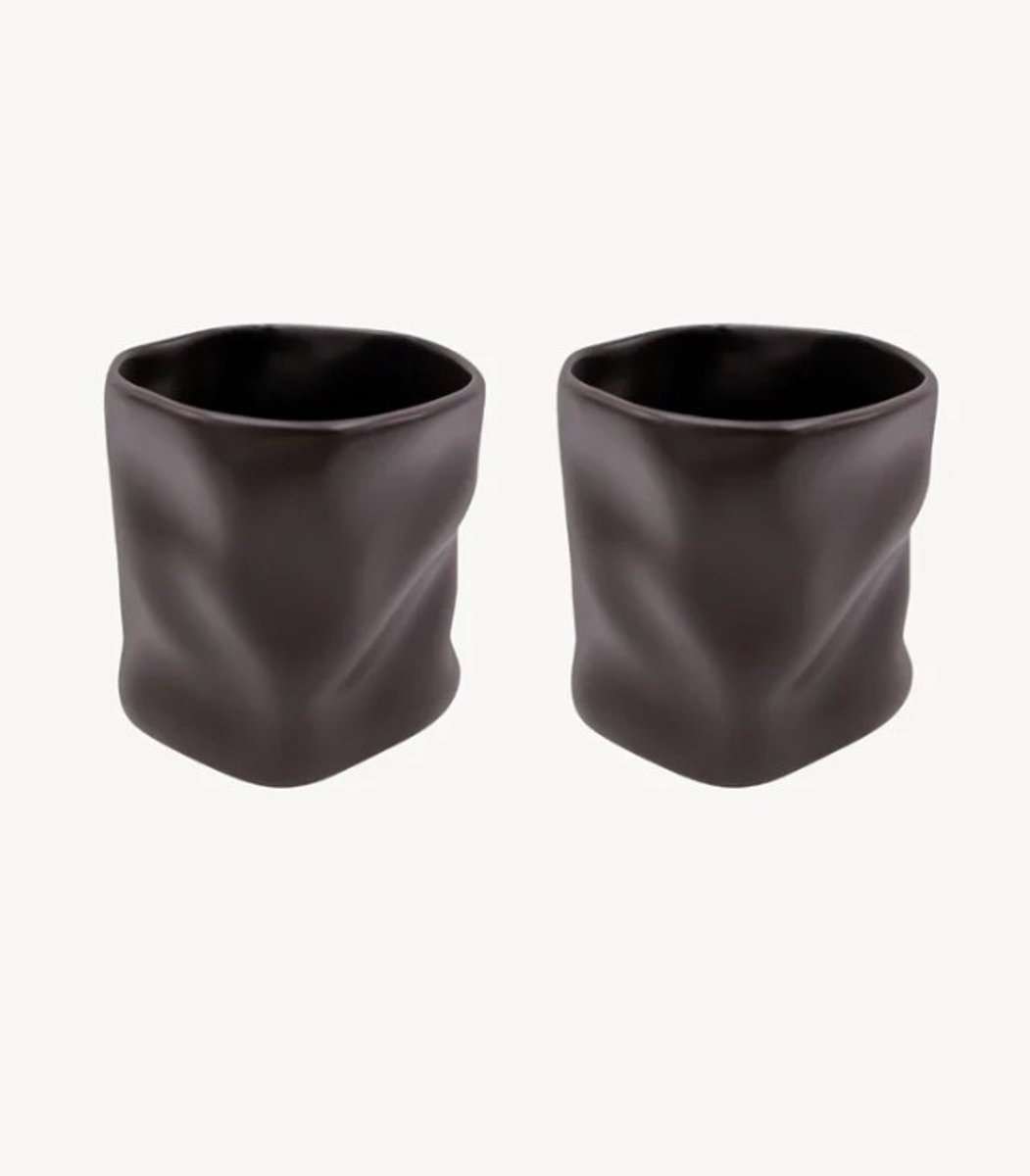 Zoha Biologische Keramische Mokken – 2 stuks – 290 ml – Diamond Mocha – Handgemaakt Servies – Organisch Design