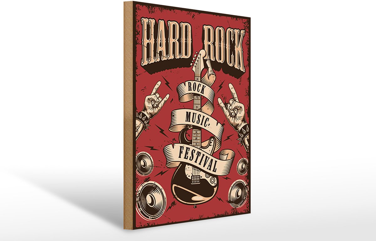 Holzschild Retro 30x40cm hard Rock Music festival