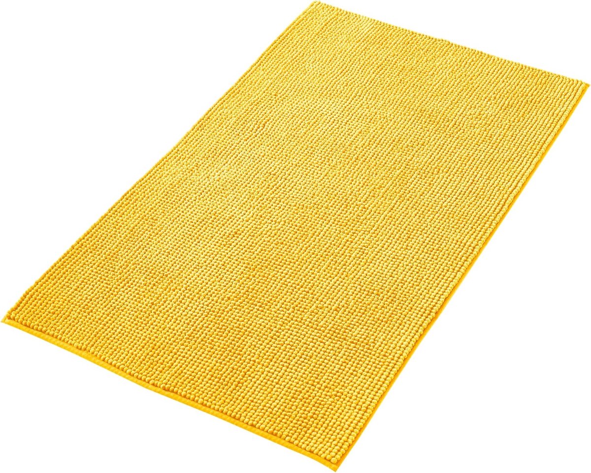 Badmat - 70 x 120 cm (Rechthoekig) - Anti-Slip - Super absorberend - machinewasbaar - Polyester - Glad geweven - Hoogpolig - Thermoplastisch rubber (TPR) - Gewicht : 1150 Gram - Kleur : Geel