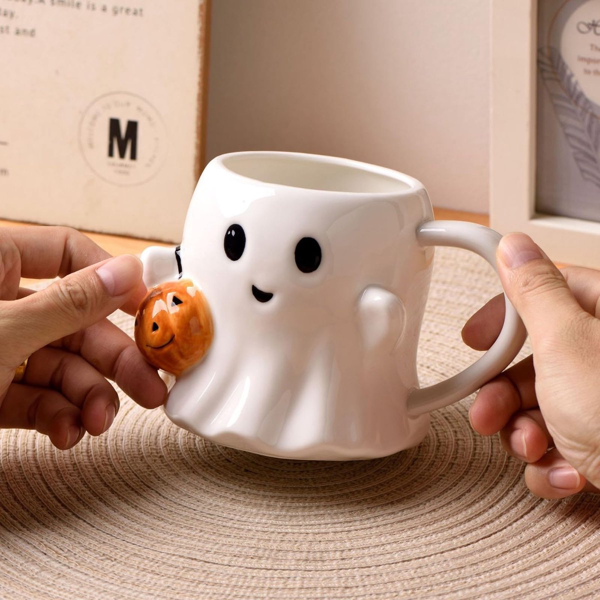 Ghost Keramische Koffie Mok - 20oz / 600ml Spooky Pompoen Ontwerp, Schattige Ghostly Mok voor Herfst Decor & Vakantie Koffie Liefhebbers — cadeau in Wonen & Interieur - foto 2