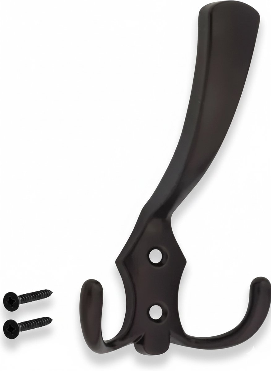 Kapstokhaak met 3 haken - Mat Zwart - wandhaak - jashaak - kledinghaak - groot
