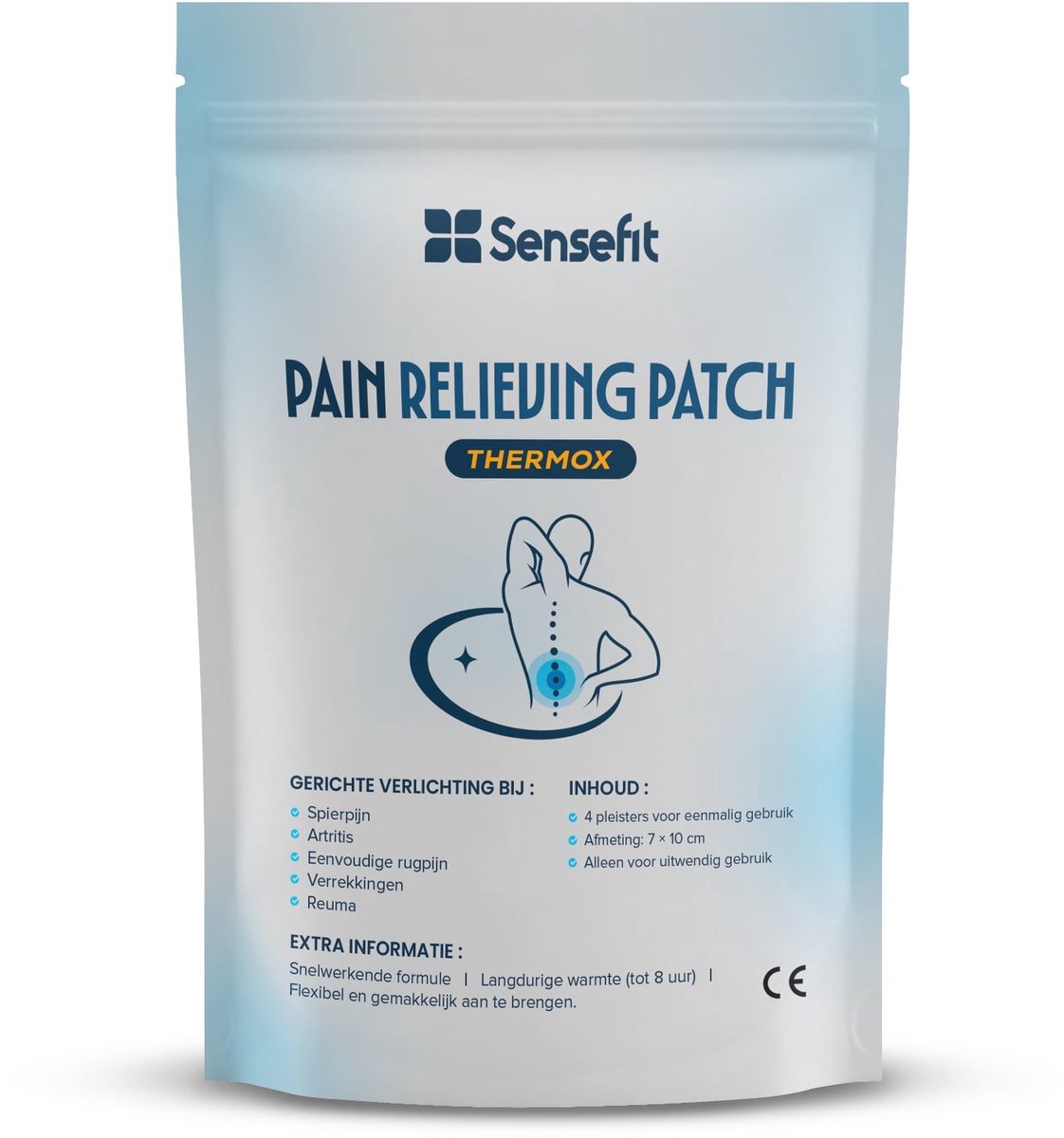Sensefit - warmte pleister - warmtepleisters - pleisters - Gewrichtspijn en spierpijn - Warmte Patches - knie pijn - Nekpijn - Rugpijn - tijgerbalsem - kruik - warmte pleisters rug - heat patch - warmtedeken - warmtekussen - migraine masker