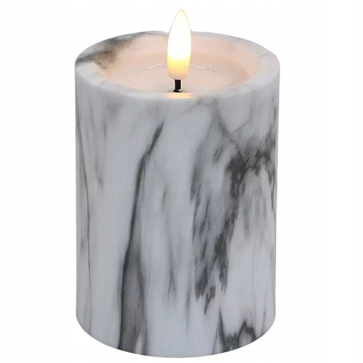 Cortina LED Kaars Marmerlook 7,5x10cm Grijs - Veilige Sfeer