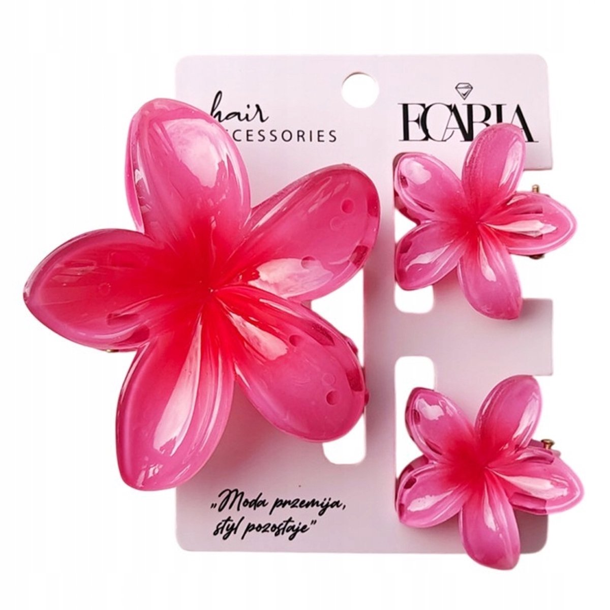 ECARLA 3-delige haarclipset: XL Ombre Bloem & 2 Mini Clips