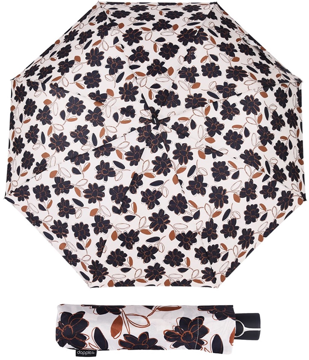 Doppler Damesparaplu Bloemen Opvouwbaar - Beige/Blauw