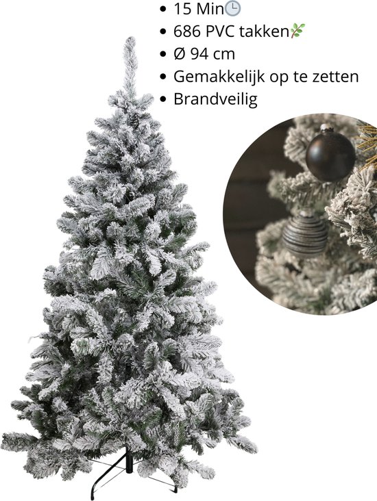 Memphis - Besneeuwde Kunstkerstboom - Flock - lengte 150 cm en 410 takken