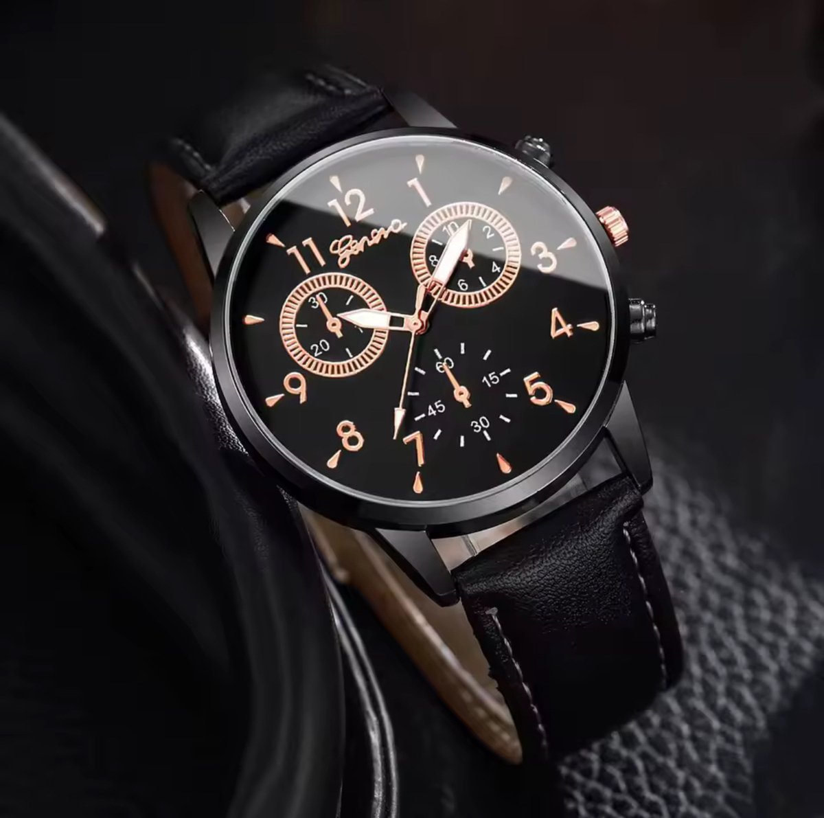 TDO Luxe Herenhorloge - Stijlvol Quartz Horloge met Leren Band - Klassiek Elegant Design