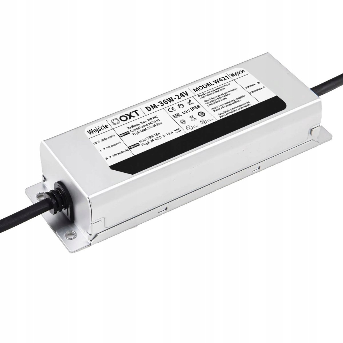 OXT LED Voeding 24V 36W 1.5A IP68 Waterdicht Hermetisch