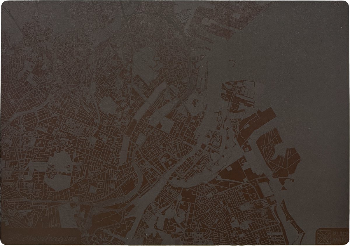 Place Maps Gegraveerde Kunstlederen Placemat Kopenhagen Cacaobruin 1 stuk