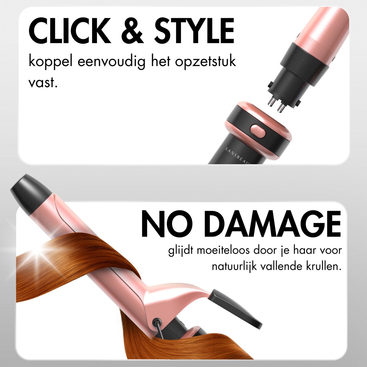 Sansbeauté Krultang met Klem - 25mm - Keramische Haarkruller - afbeelding 2