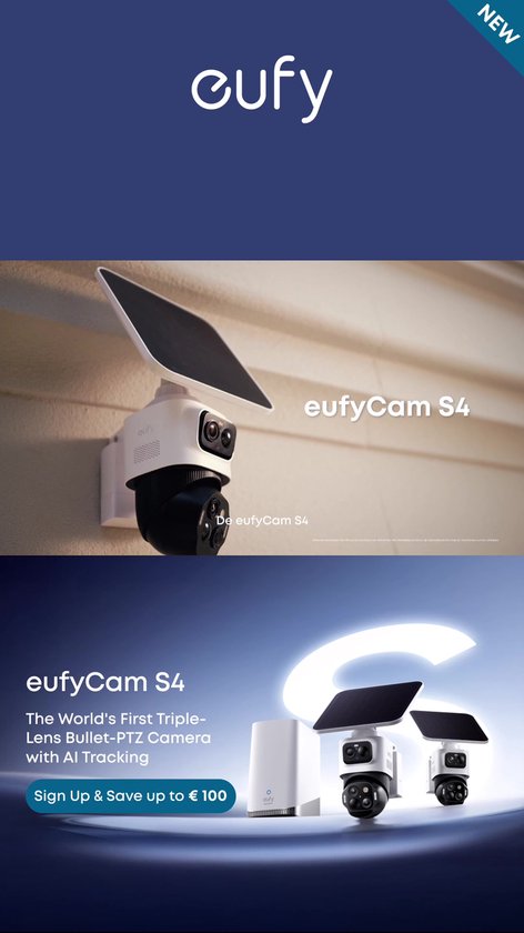 eufy Security eufyCam S4 2-camera set - wit + eufy E340 2K Draadloze Video Deurbel met chime - Accu Zwart