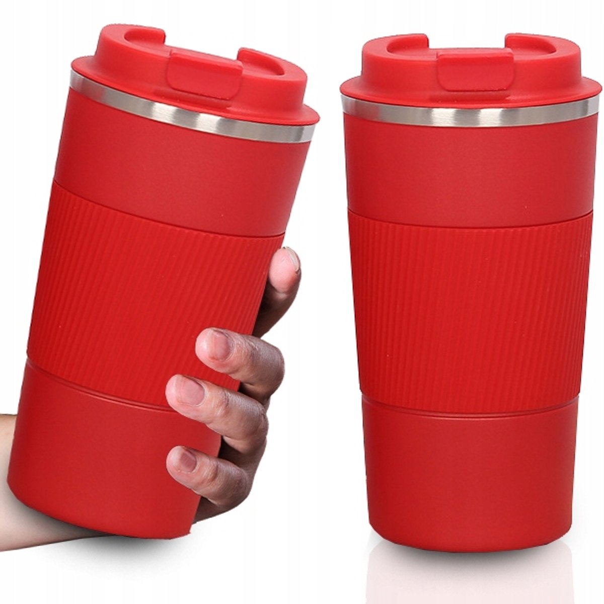 Rode Thermosbeker 500ml - Antislip, Dubbelwandig, 8u Warm