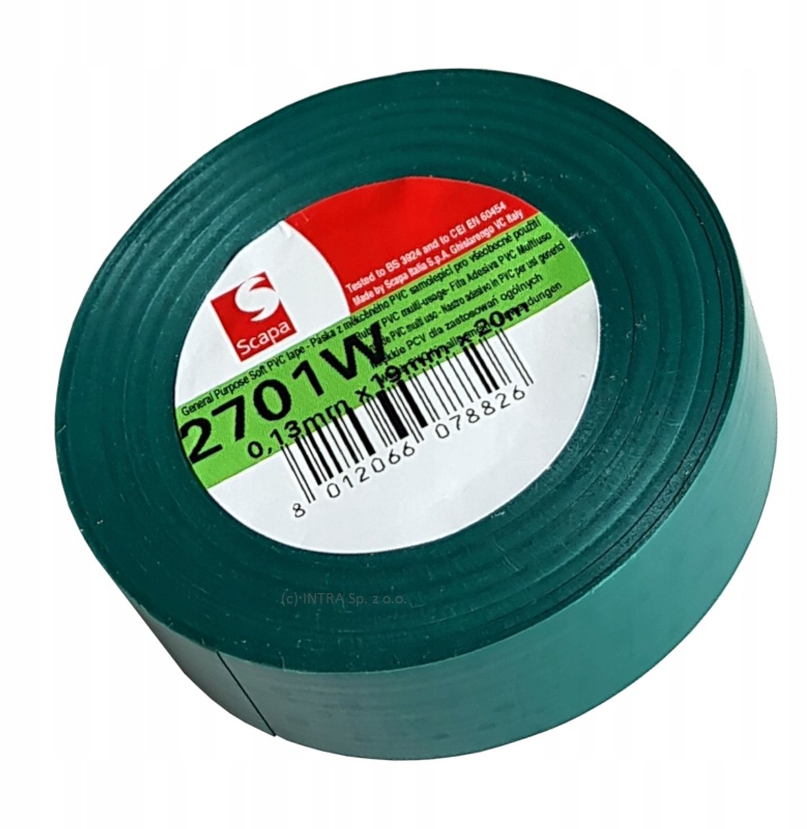 Scapa 2701W PVC Isolatietape Groen 19mm x 20m - Zelfvloeiend