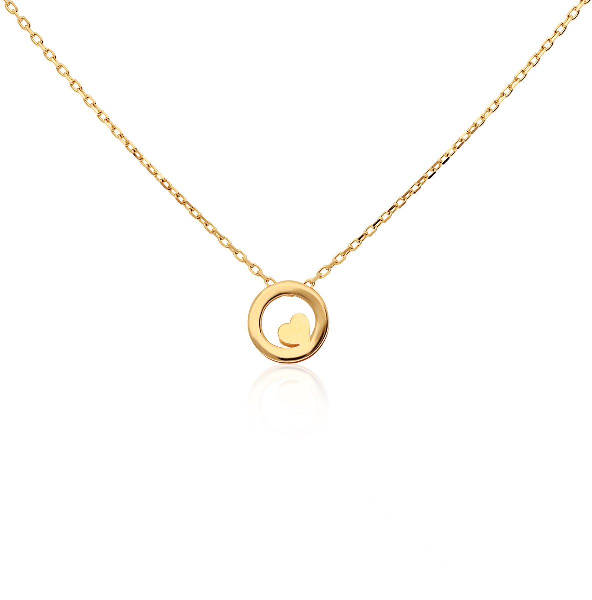 Glow 202.0930.45 Dames Ketting - Collier - Sieraad - Schakelketting - 14 Karaat Goud - 8 mm breed - 45 mm lang