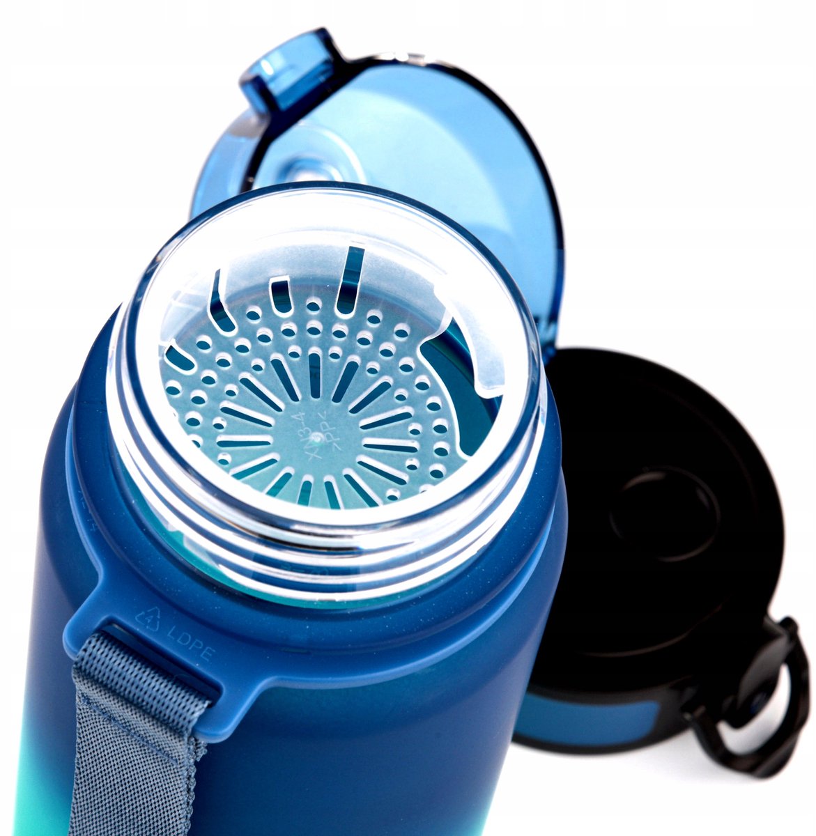 Meteor Sportbidon 350ml Tritan met Maatstreep & Zeef - Blauw/Turkoois