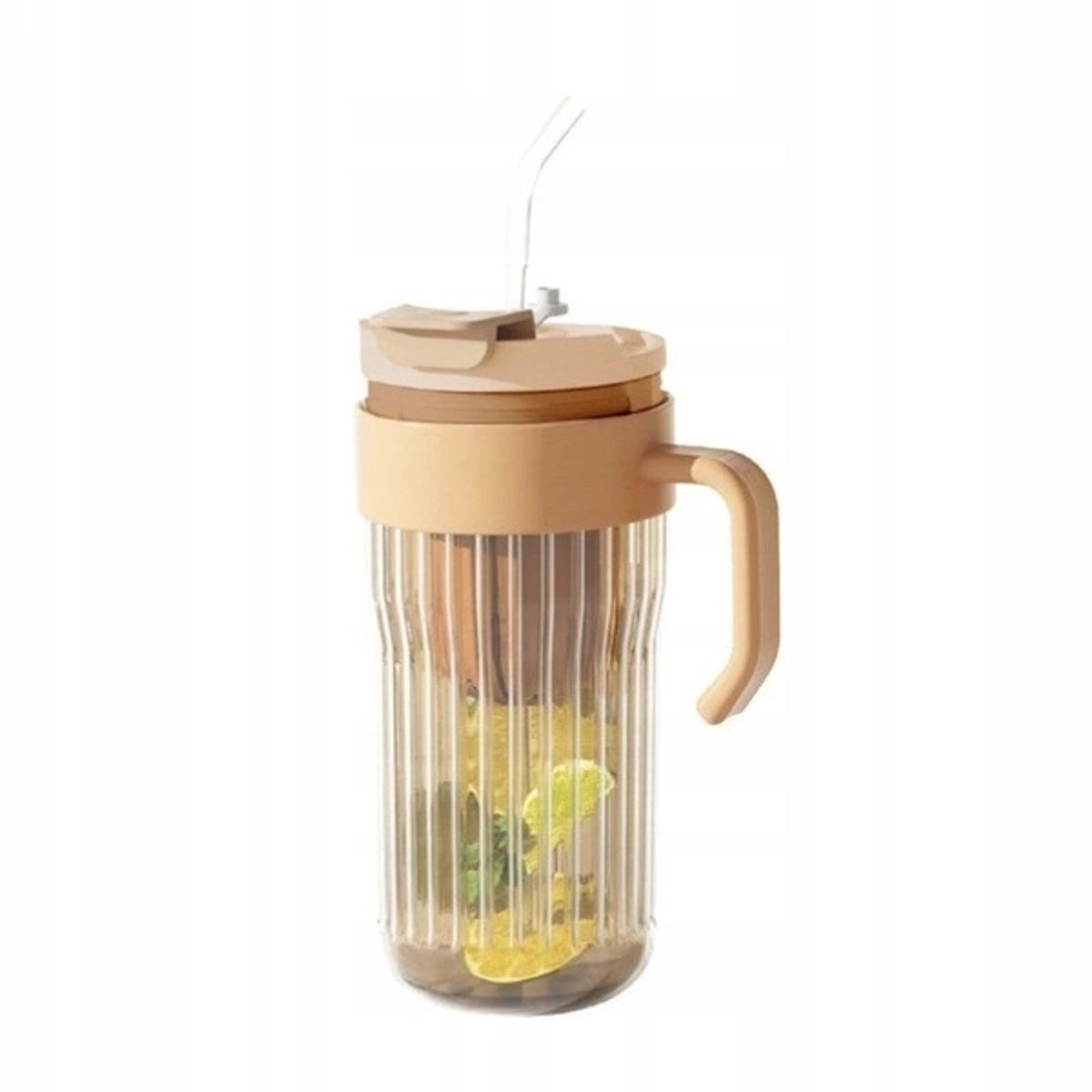 ECARLA Glazen Drinkfles met Zeef en Rietje 550ml Bruin