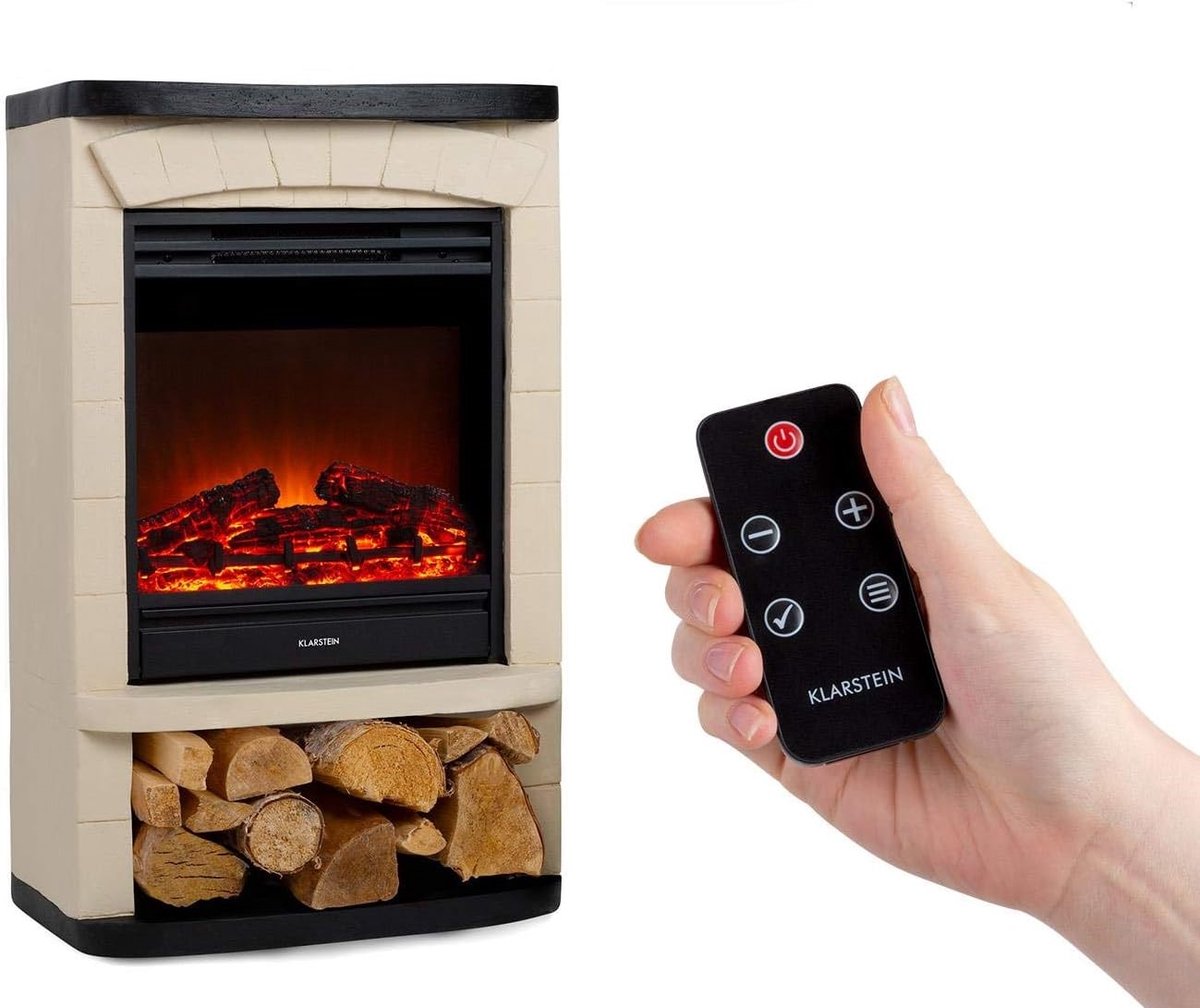 Elektrische Inbouwhaard TasalFurniture Carinthia – 900/1800W Vrijstaande Haard met LED Vlameffect, 2 Warmtestanden, OpenWindow Detectie, 5 Helderheidsniveaus, Crème – Moderne Sfeerverwarming voor Woonkamer, Slaapkamer & Kantoor