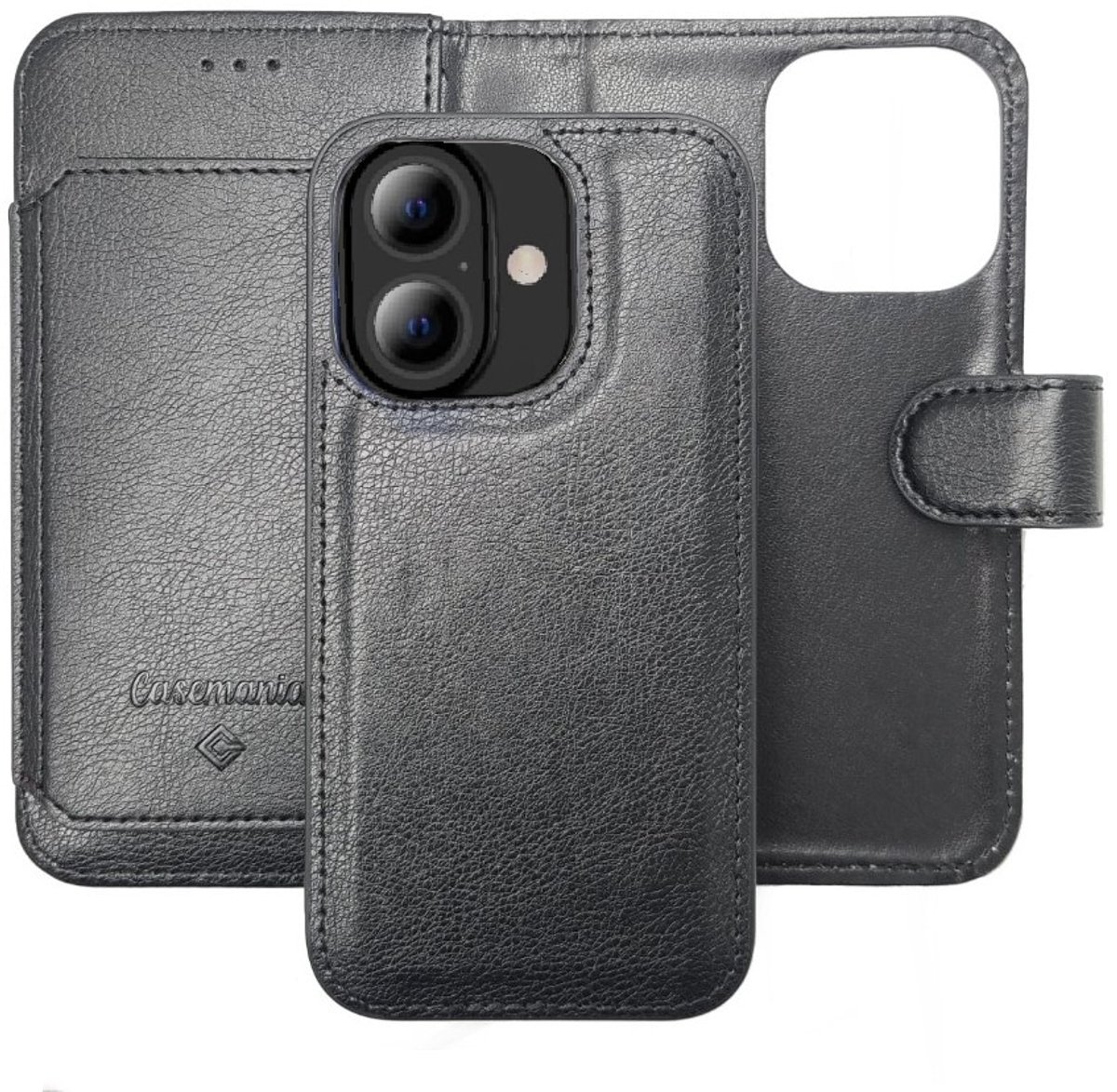Casemania - Bookcase 2-in-1 Hoesje met 6 Pasjes – iPhone 16 Plus - Zwart