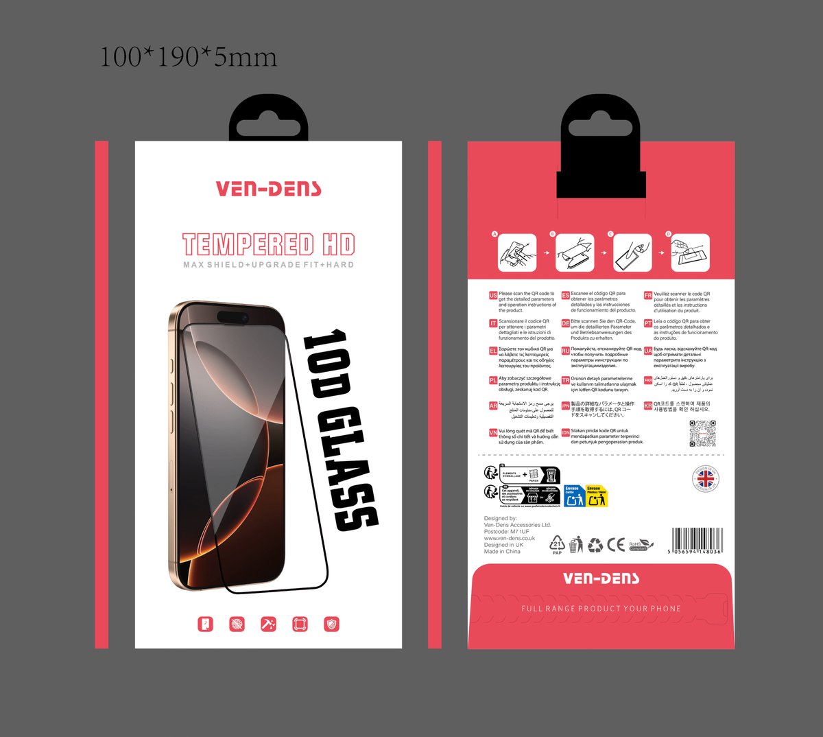 Ven-Dens - Screen Protector Full – Tempered HD - iPhone 16 Pro-iPhone 17 Pro-17