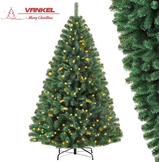 Foto: Vankel kunstkerstboom 210cm levensechte pvc boom stralende engel led lampjes dicht en vol takken 1050 takpunten stevige metalen standaard duurzaam en feestelijk