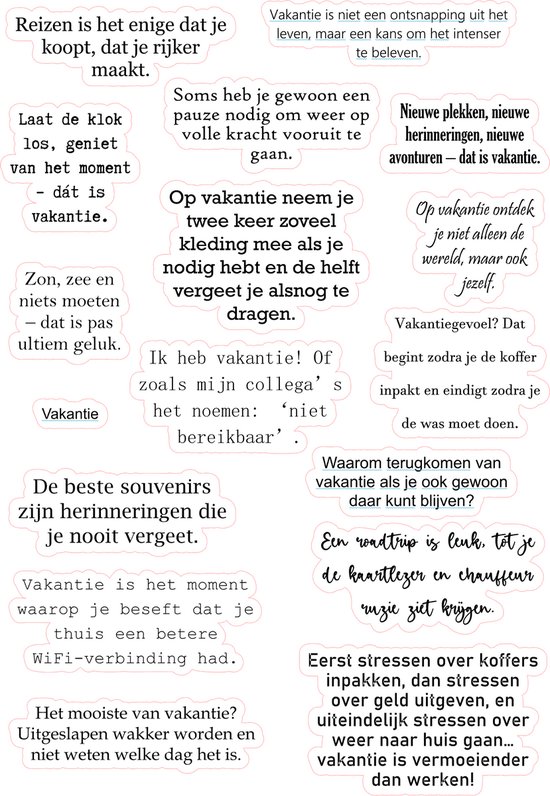 Bullet Journal Stickers – Planner Agenda Stickers – Vakantie quote stickers – 16 die cut stickers – tekst stickers – Scrapbook stickers – Ephemera Deco stickers – volwassenen en kinderen