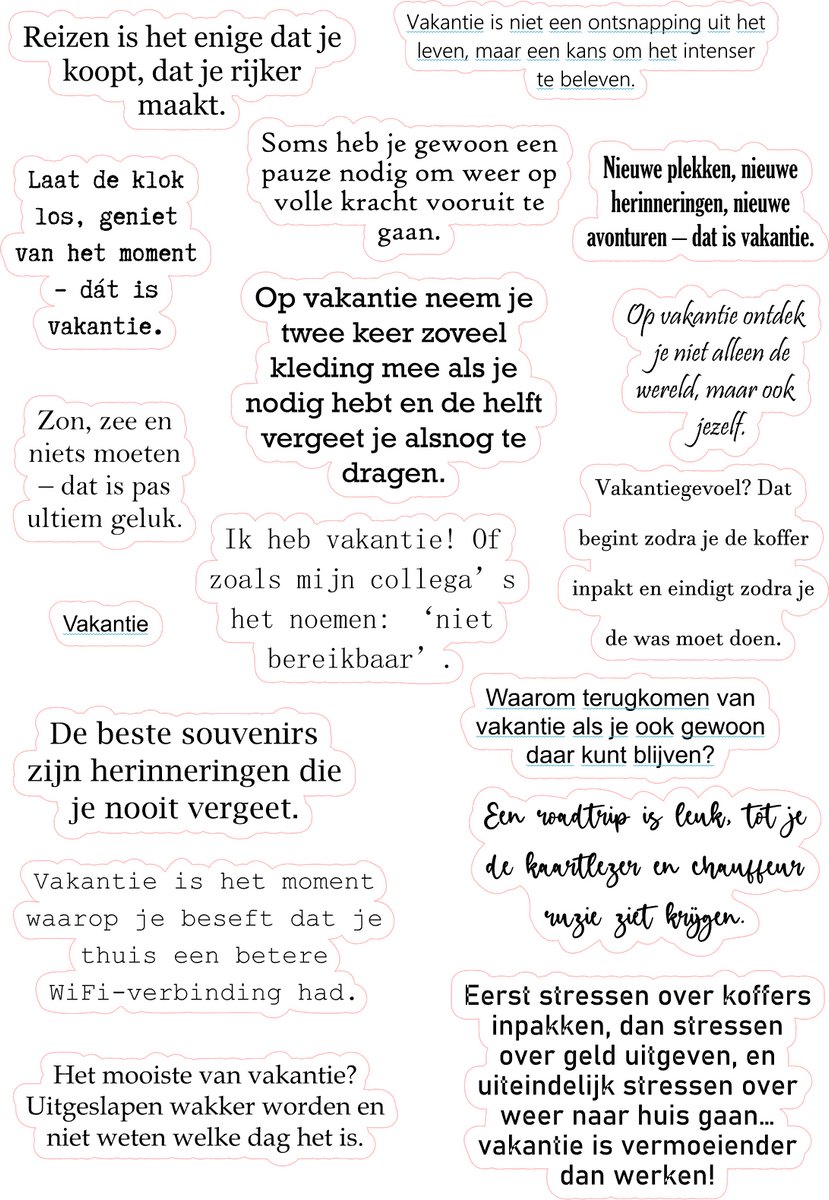 Bullet Journal Stickers - Planner Agenda Stickers - Vakantie quote stickers - 16 die cut stickers - tekst stickers - Scrapbook stickers - Ephemera Deco stickers - volwassenen en kinderen