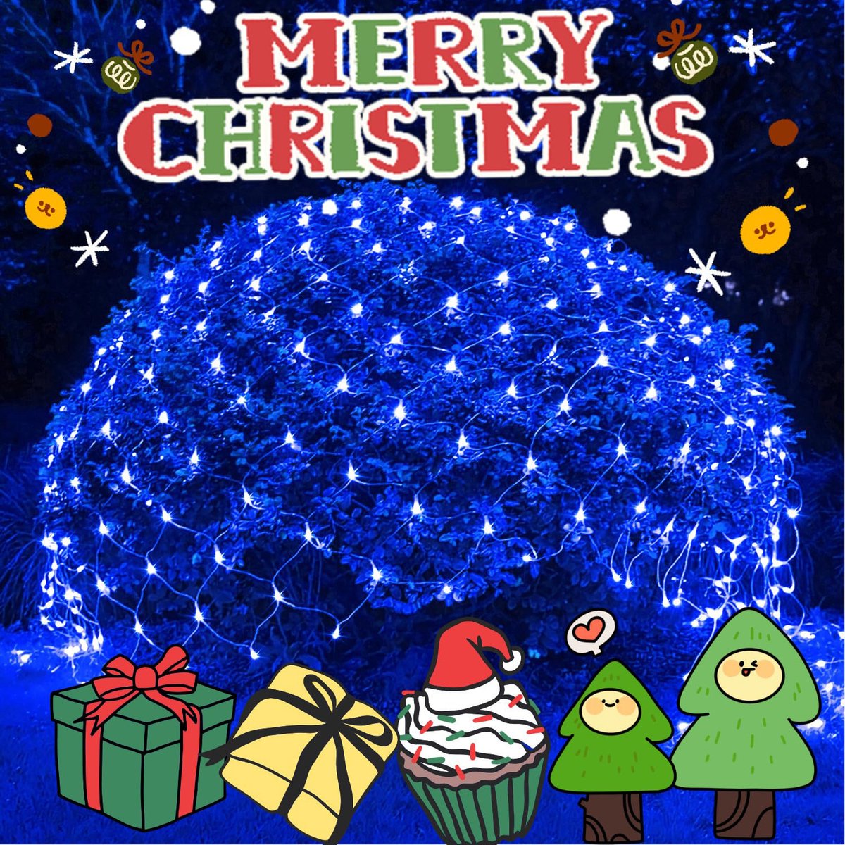 MUPOO Netverlichting Buiten Lichtnet IP44-lichtslinger Lichtnetten Blauw Licht-Net Lichtgordijn 1.5x1.5M 96LEDs - Geheugen- 8 modi- Boomverlichting -Kerstverlichting