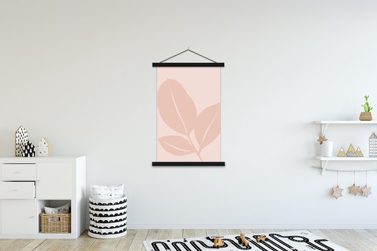Porte-affiche avec affiche - Affiche scolaire - Été - Feuilles - Rose - 120x180 cm - Lattes noires