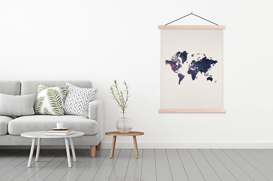 Décoration murale - Carte du Wereldkaart - Galaxie - Wit - Affiche scolaire - 120x160 cm