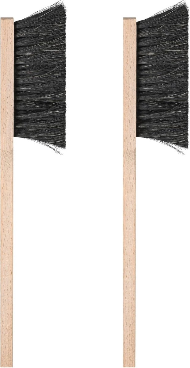 Lange handveger set van natuurlijk haar - 2 stuks met houten handvat
