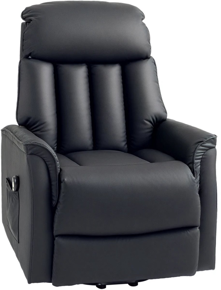 ZYLARO Elektrische Relaxfauteuil met Liftfunctie - Sta-opstoel - Seniorenstoel - Kantelbaar tot 145° - Verstelbare Rugleuning - tot 150 kg - met Afstandsbediening, Voetensteun - Relaxstoel - TV Stoel - Kunstleer - Zwart