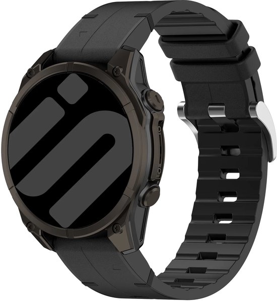 Bracelet Strap-it Hybrid Leer & Siliconen compatible avec Garmin Fenix 8 (Pro-E-47mm) - Fenix 7 (Solar-Pro) - 6 (Solar-Pro) - Fenix 5 (Plus) / Forerunner 970 - 965 - 955 - 945 - 935 - 745 / Epix Gen 2 - Pro 47mm / Quatix 7-8 - Zwart