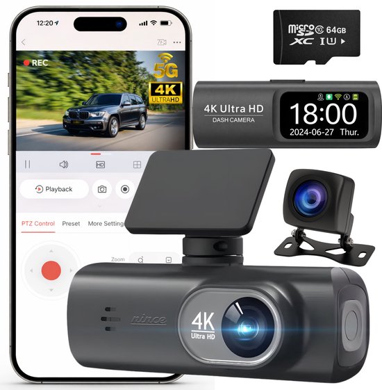 Nince Dashcam Auto - Full HD 1080P - 32GB SD - Voor & Achter - Hoge Kwaliteit