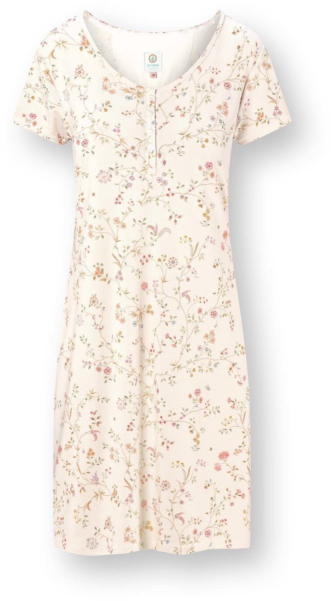 Pip Studio Daisy Nachthemd Lange Mouw Dames - Loungewear - Little Delhi - Gebroken wit