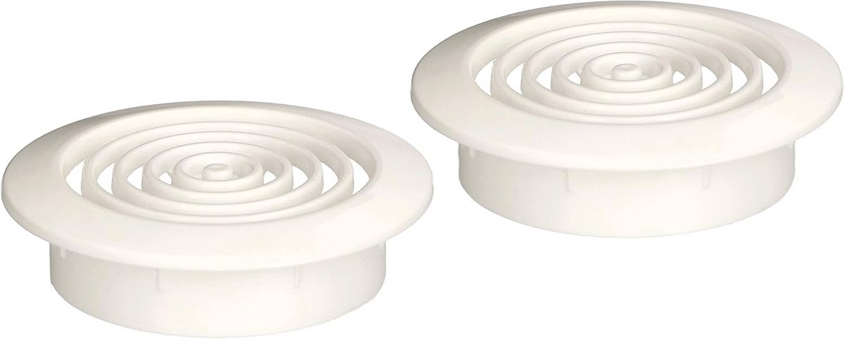 Set van 2 ventilatieroosters met insectenhor - Rond 45 mm - Wit