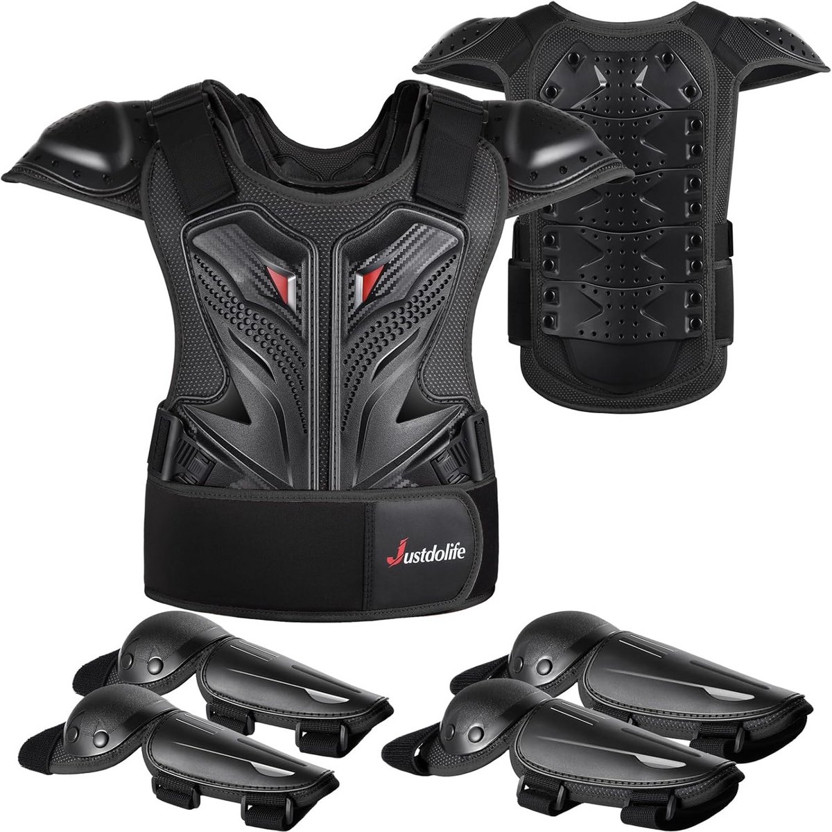 Motorcross Beschermingsset voor Kinderen en Tieners: Knie-, Elleboog-, Arm- en Schouderbescherming