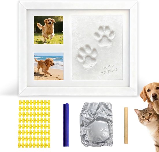 Pet Paw Print Kit - Clay Print Photo Frame - Keepsake Kit voor Honden ...