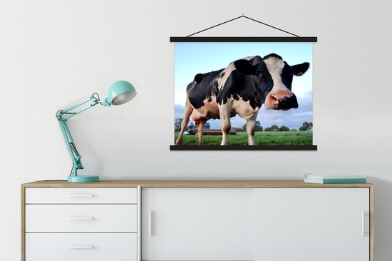 Une curieuse affiche d'école de vache frisonne à lattes plates noir 60x45 cm - Tirage photo sur affiche textielposter (décoration murale salon / chambre)