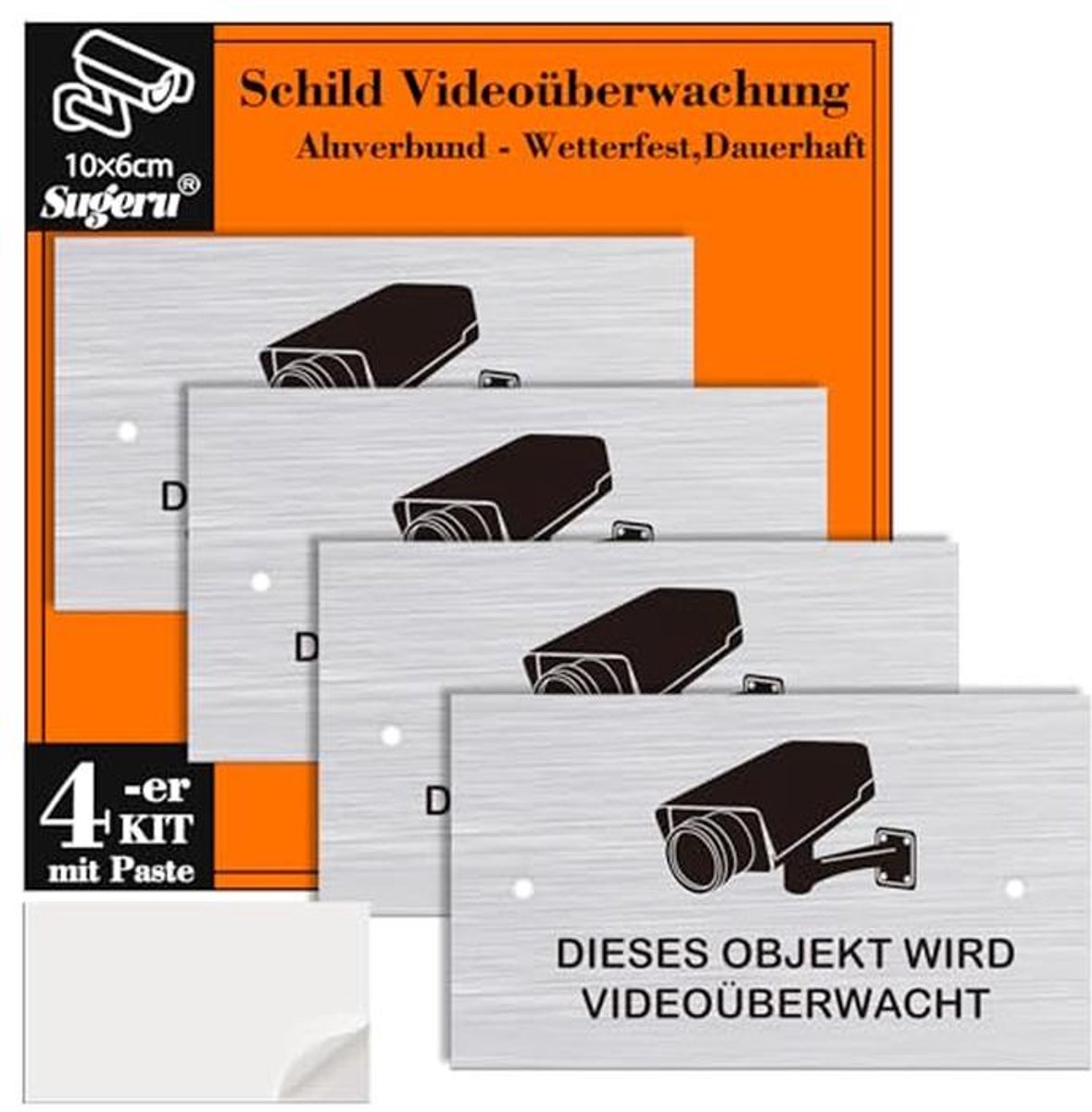 Videobewaking 4-delige bordenset voor privépercelen - Weerbestendig en duurzaam aluminium composiet